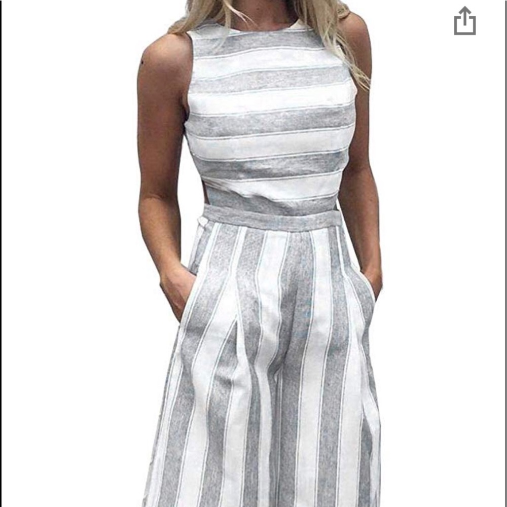 Striped Capri Jumpsuit